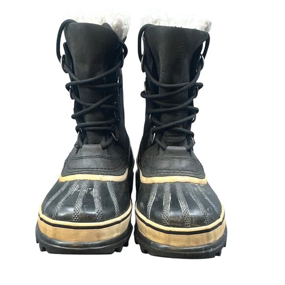 Sorel Caribou Boots Women 6 Black Waterproof Winter Snow Insulated Leather Work - Picture 4 of 14